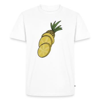 Illustration de dessin animé d’ananas tranché - T-shirt Premium bio Homme - blanc - Devant - Nico (187cm)
