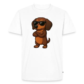 Cool teckel gamer avec bras croisés dessin animé - T-shirt Premium bio Homme - blanc - Devant - Nico (187cm)