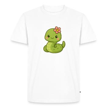 Cute snake lady with flower - Men's Premium Organic T-Shirt - white - Front - Nico (187cm)