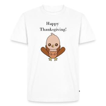 Illustration de dinde mignonne pour Thanksgiving - T-shirt Premium bio Homme - blanc - Devant - Nico (187cm)