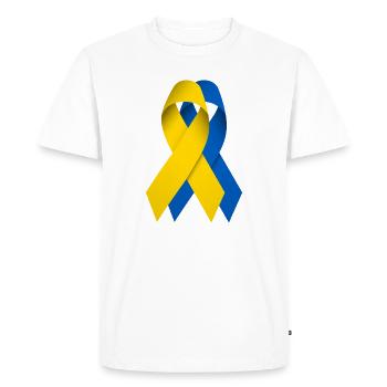 Two ribbons for Ukraine - Men's Premium Organic T-Shirt - white - Front - Nico (187cm)