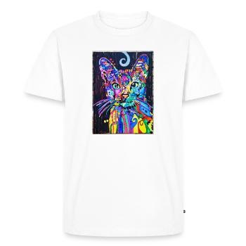 Portrait de chat au design psychédélique Pop Art - T-shirt Premium bio Homme - blanc - Devant - Nico (187cm)