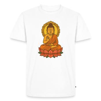 Bouddha méditatif sur lotus - T-shirt Premium bio Homme - blanc - Devant - Nico (187cm)