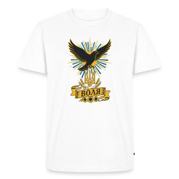 Raven of Liberty with Trident - Men's Premium Organic T-Shirt - white - Front - Nico (187cm)