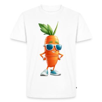 Carotte avec lunettes de soleil street style - T-shirt Premium bio Homme - blanc - Devant - Nico (187cm)