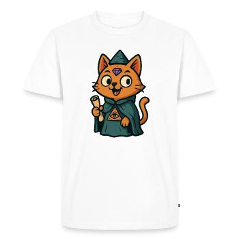 Purrscribe le chat prophète - T-shirt Premium bio Homme - blanc - Devant - Nico (187cm)