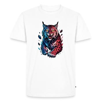 Lynx on the attack - Men's Premium Organic T-Shirt - white - Front - Nico (187cm)