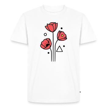 Coquelicots-coquelicots-minimaliste-Line-Art-4 - T-shirt Premium bio Homme - blanc - Devant - Nico (187cm)