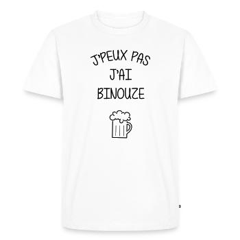 J'peux pas j'ai binouze - alcool - T-shirt Premium bio Homme - blanc - Devant - Nico (187cm)