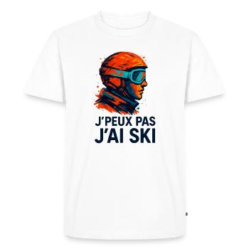 J'peux pas j'ai ski - T-shirt Premium bio Homme - blanc - Devant - Nico (187cm)