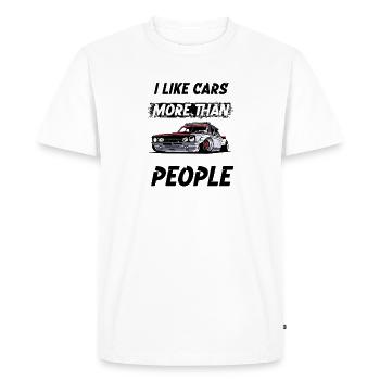 I like cars more than People. - Men's Premium Organic T-Shirt - white - Front - Nico (187cm)