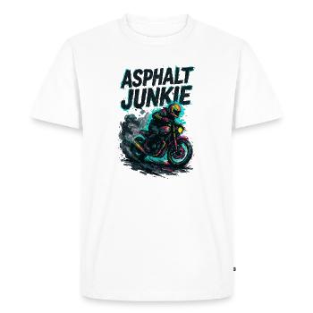 asphalt junkie - moto - T-shirt Premium bio Homme - blanc - Devant - Nico (187cm)