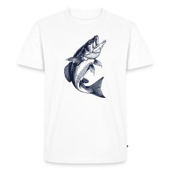 Jumping Perch | Vintage Angler Motif - Men's Premium Organic T-Shirt - white - Front - Nico (187cm)