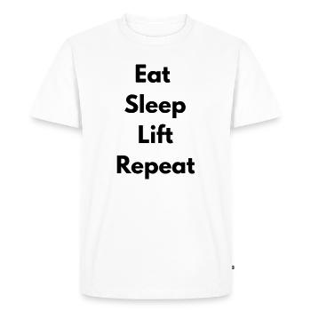 Eat, sleep, lift, repeat - T-shirt Premium bio Homme - blanc - Devant - Nico (187cm)