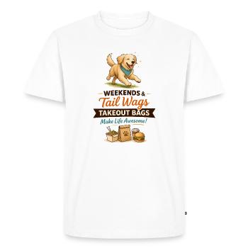 Tail Wag Takeout Bags - Men's Premium Organic T-Shirt - white - Front - Nico (187cm)