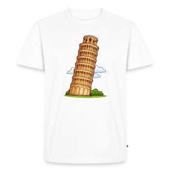 Dessin animé de la Tour de Pise - T-shirt Premium bio Homme - blanc - Devant - Nico (187cm)