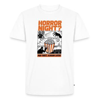 Conception de popcorn pour la Nuit d’Horreur - T-shirt Premium bio Homme - blanc - Devant - Nico (187cm)