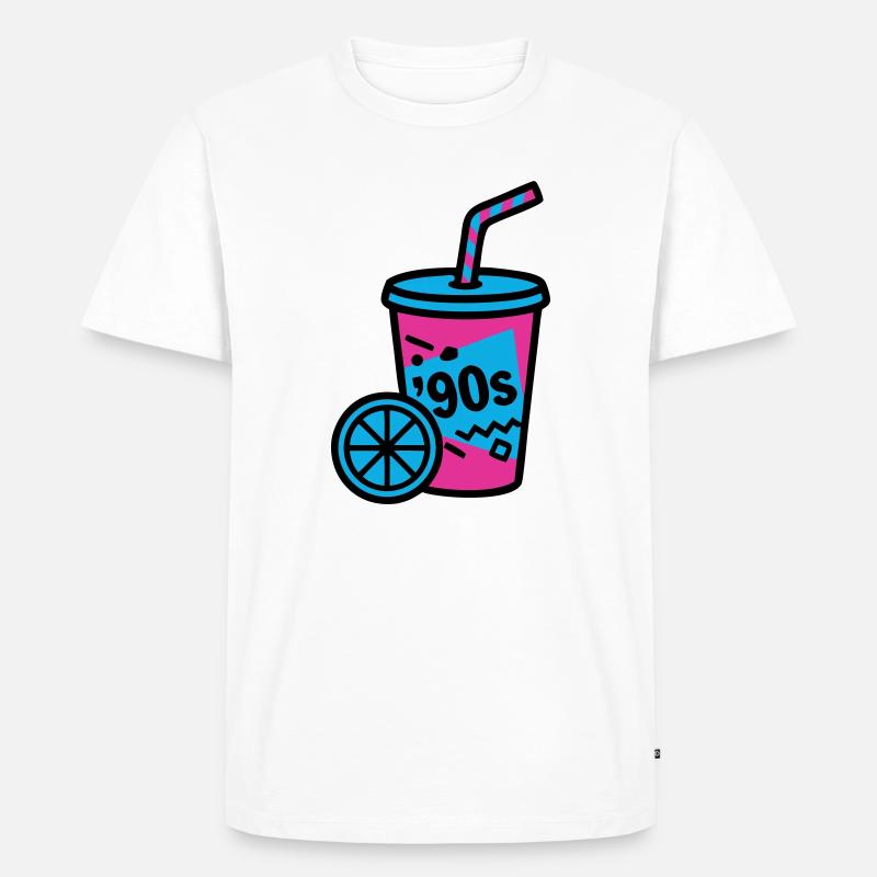 90s Retro Becher Slush Sommer - Männer Premium Bio T-Shirt - Weiß