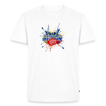 Splash Drapeau Réunion 974 - T-shirt Premium bio Homme - blanc - Devant - Nico (187cm)