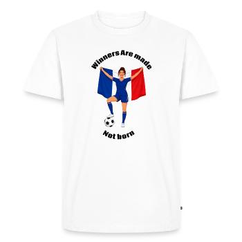 Foot féminin tricolore en bras levés - T-shirt Premium bio Homme - blanc - Devant - Nico (187cm)