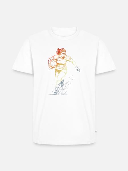 Retro Rugbyspielerin - Männer Premium Bio T-Shirt - Weiß