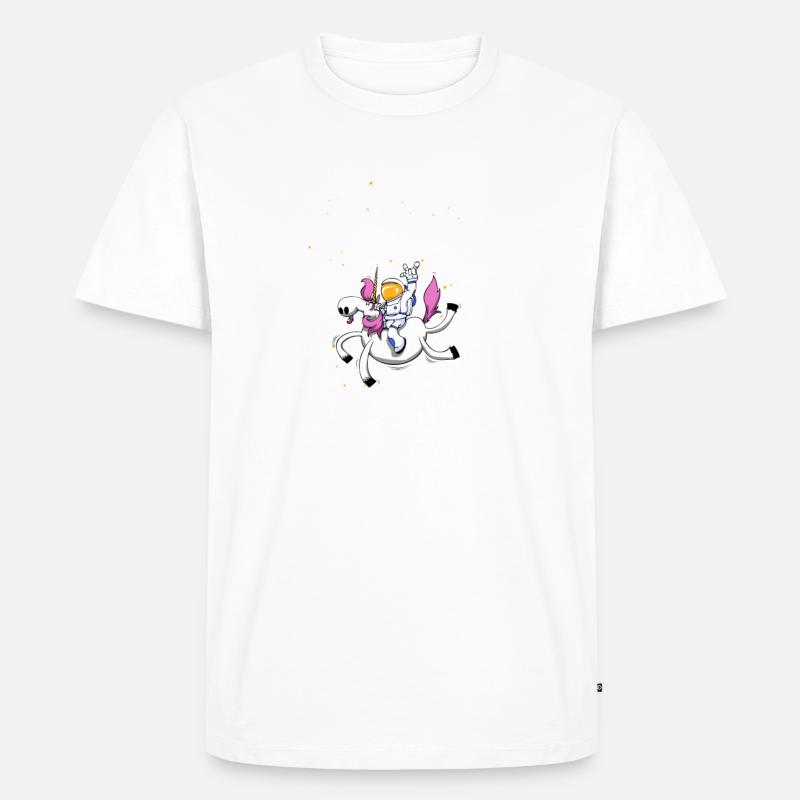 Einhorn-Rodeo - Männer Premium Bio T-Shirt - Weiß