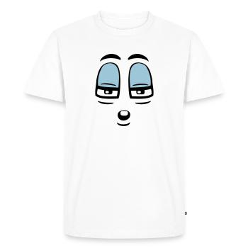 Visage comique sceptique Regard critique - T-shirt Premium bio Homme - blanc - Devant - Nico (187cm)