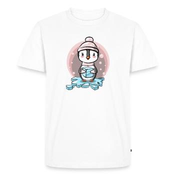 Pingouin fille avec bonnet et glaçons - T-shirt Premium bio Homme - blanc - Devant - Nico (187cm)