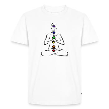 Conception d'impression de Yoga Spirituel Chakras illustrée - T-shirt Premium bio Homme - blanc - Devant - Nico (187cm)