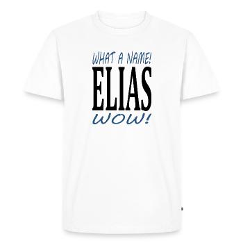 First name Elias, my name is Elias, I am Elias - Men's Premium Organic T-Shirt - white - Front - Nico (187cm)