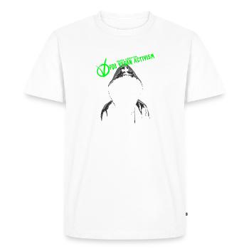 v for vegan activism (activiste) - T-shirt Premium bio Homme - blanc - Devant - Nico (187cm)
