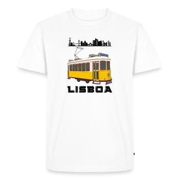 Lisbon Lisboa Holiday Skyline Tram - Men's Premium Organic T-Shirt - white - Front - Nico (187cm)