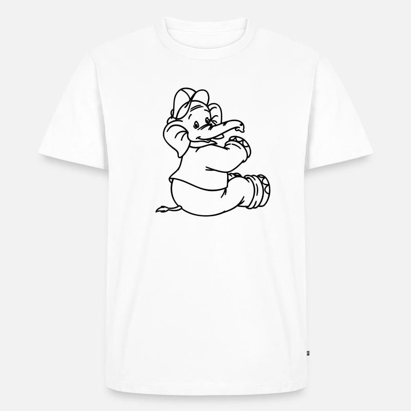 Benjamin Blümchen sitzt Line-Art - Männer Premium Bio T-Shirt - Weiß