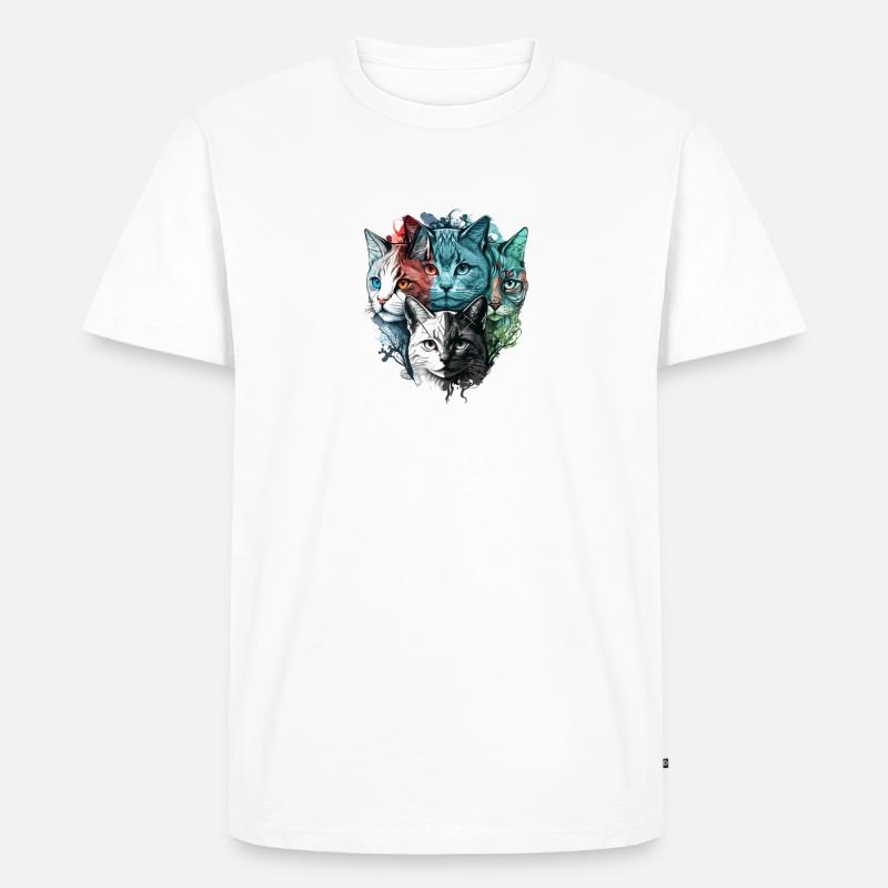 Bunte Katzengesichter - Männer Premium Bio T-Shirt - Weiß