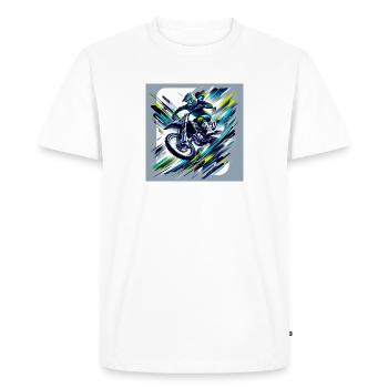 Velocity Vibe Moto - Men's Premium Organic T-Shirt - white - Front - Nico (187cm)