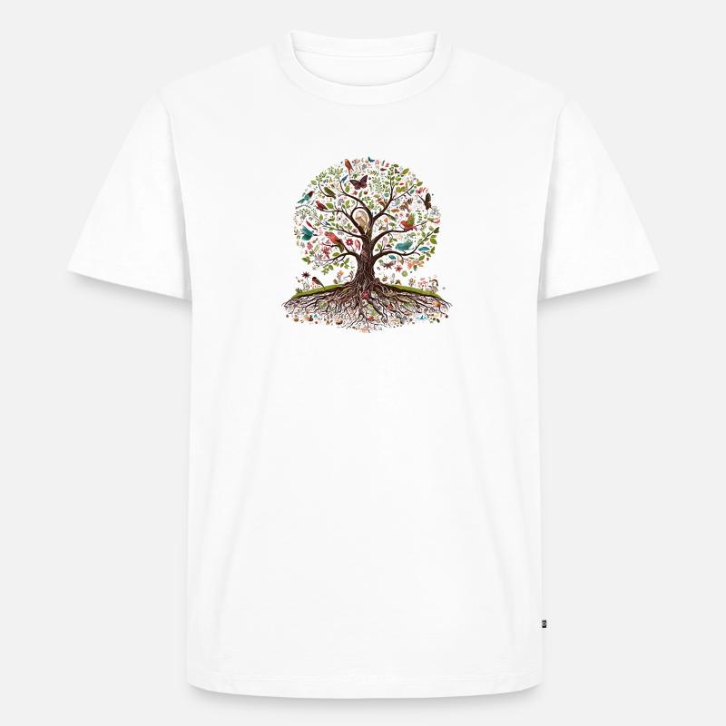 Lebendiger Lebensbaum - Männer Premium Bio T-Shirt - Weiß