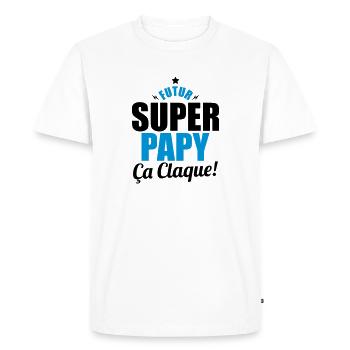 futur super papy ça claque - T-shirt Premium bio Homme - blanc - Devant - Nico (187cm)