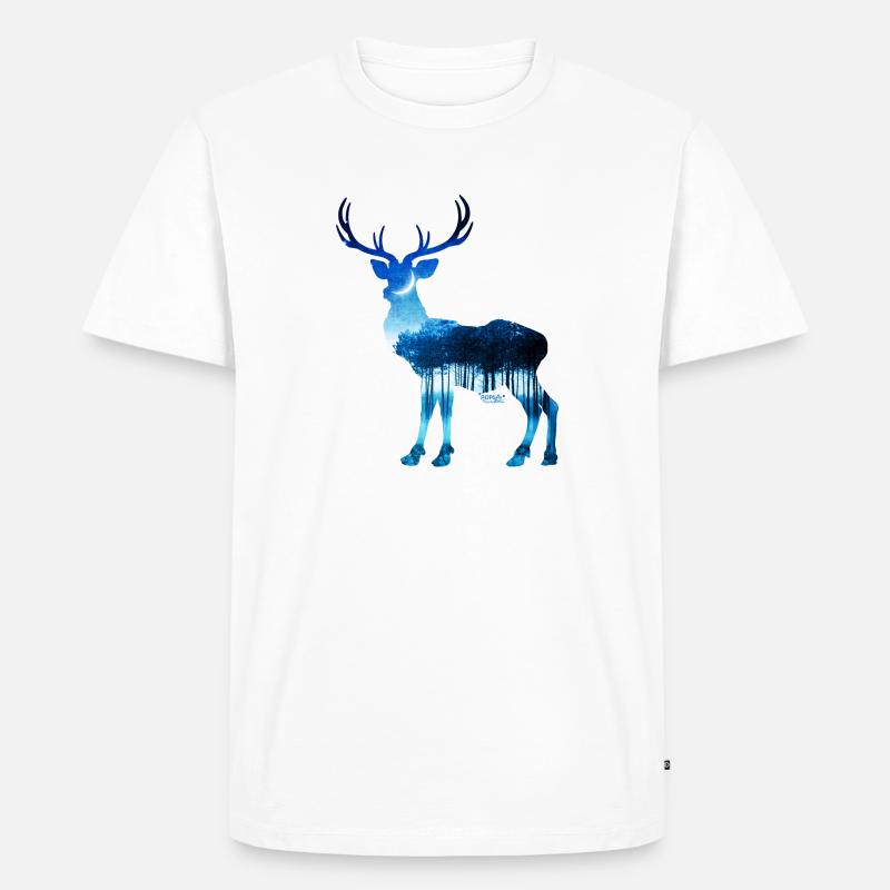 Hirsch - Männer Premium Bio T-Shirt - Weiß