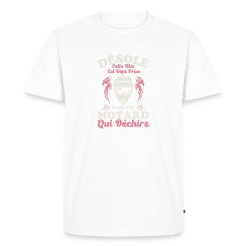 Amoureuse d un motard qui déchire 3 - T-shirt Premium bio Homme - blanc - Devant - Nico (187cm)
