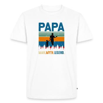PAPA Man. Mythe. Conception de légende - T-shirt Premium bio Homme - blanc - Devant - Nico (187cm)