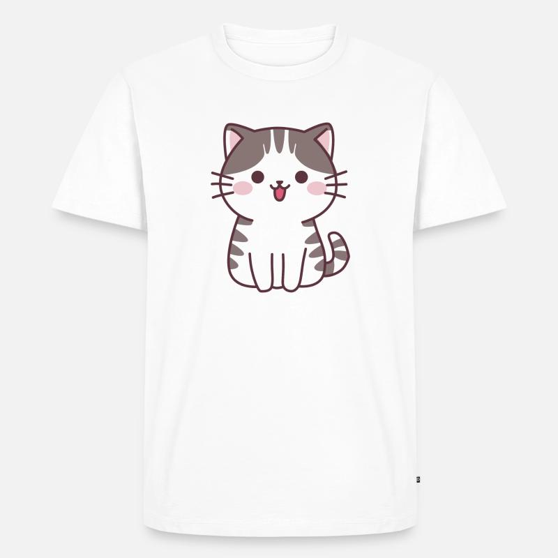 Süße Katze - Comic-Katze - Männer Premium Bio T-Shirt - Weiß