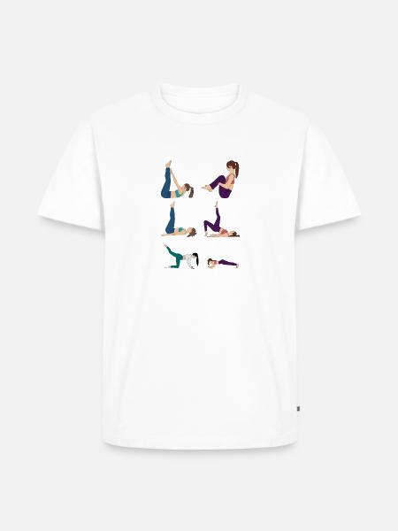 Frauen Pilates Übungen - Männer Premium Bio T-Shirt - Weiß
