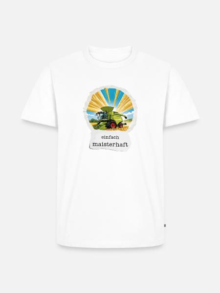 Einfach maisterhaft – Erntehelfer Style - Männer Premium Bio T-Shirt - Weiß