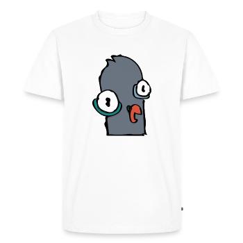 Pigeon heureux - T-shirt Premium bio Homme - blanc - Devant - Nico (187cm)