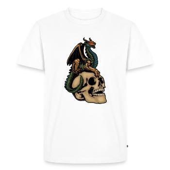 Dragon effrayant et tête de crâne effrayante Costume d’Halloween - T-shirt Premium bio Homme - blanc - Devant - Nico (187cm)