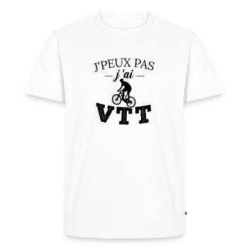 J'peux pas j ai VTT: humour velo tout terrain. - T-shirt Premium bio Homme - blanc - Devant - Nico (187cm)