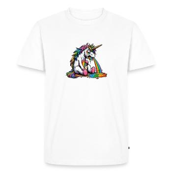 Rainbow vomiting unicorn - Men's Premium Organic T-Shirt - white - Front - Nico (187cm)