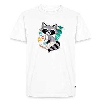 Raccoon with school cone school enrollment school child - Men's Premium Organic T-Shirt - white - Front - Nico (187cm)