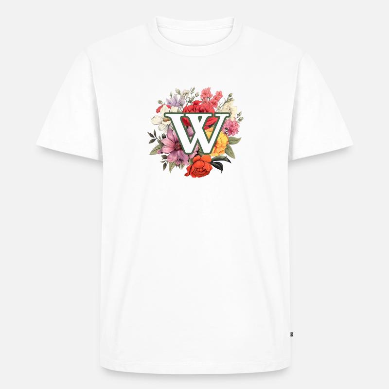 W Monogramm Blumenstrauss - Männer Premium Bio T-Shirt - Weiß