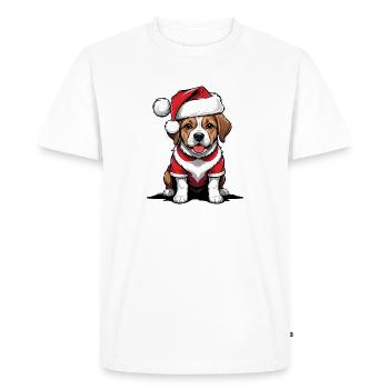 Père Noël chien Père Noël Cadeau chien - T-shirt Premium bio Homme - blanc - Devant - Nico (187cm)